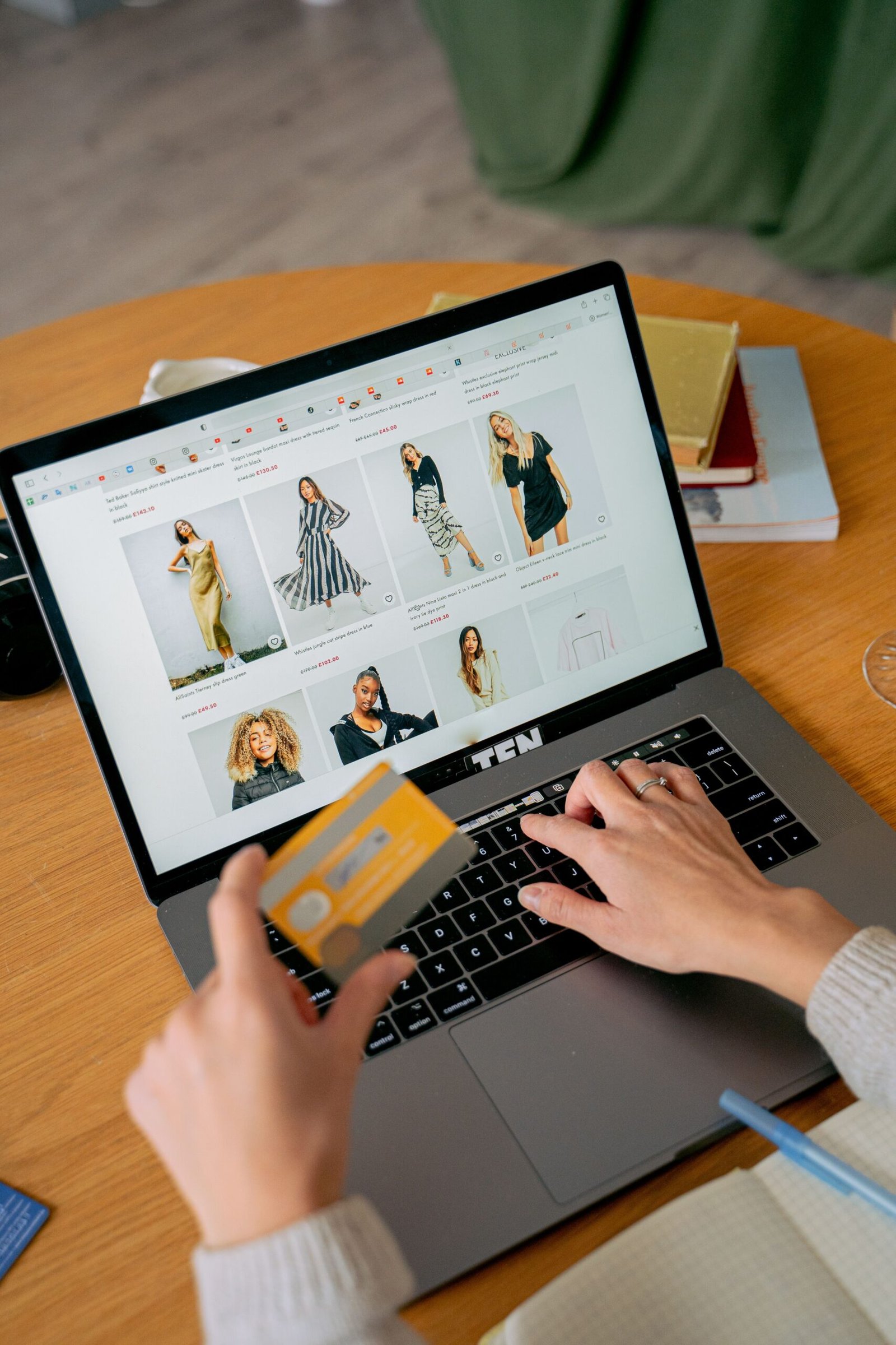 Ecommerce brand product catalog on a laptop