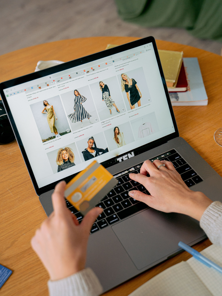 Ecommerce brand product catalogue on a laptop